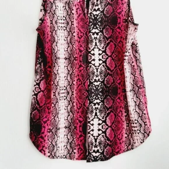 PENNINGTONS Asymmetric Sleeveless High Low Hem Top Pink Snake Print Sz 2X - Picture 7 of 10